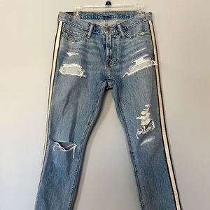 Abercrombie Denim with side stripe black/white